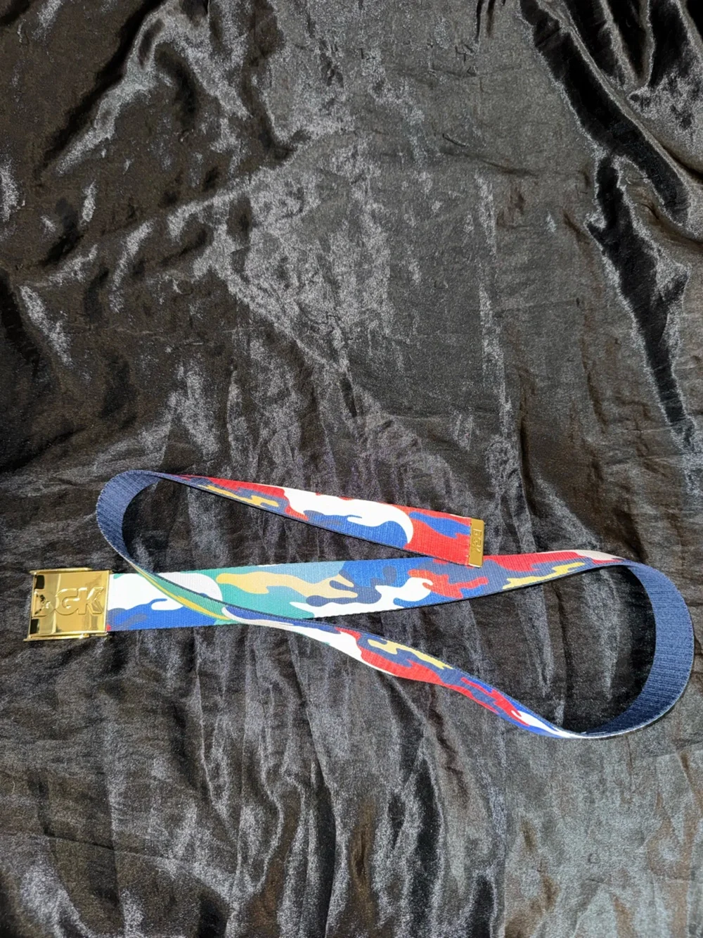 DGK Colorful Abstract Camo Web Belt Gold Logo Buckle Adjustable 48” Y2K NWOT